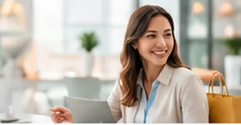A customer sharing feedback during a friendly service conversation