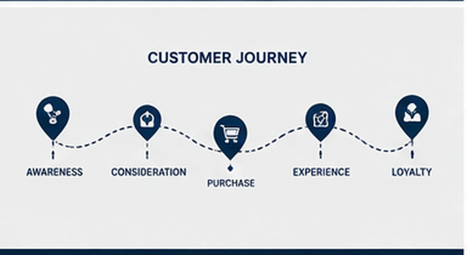 Diagram showing stages of a customer journey